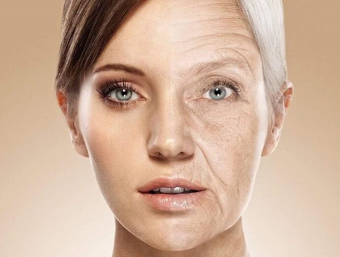 Gesichtshaut vor und nach der Laserbehandlung